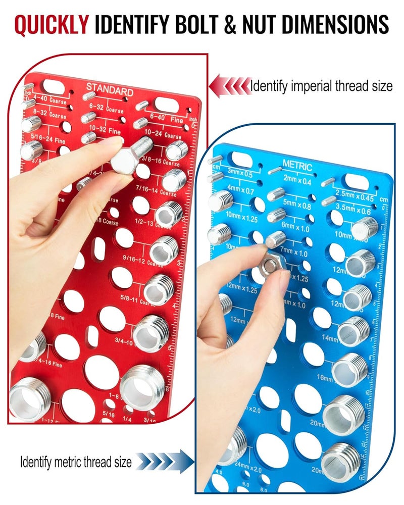 Comfylichi 62 Pcs Nut and Bolt Thread Checker - 25 Standard + 25 Metric Thread Gauges | 12 Drill Bit Gauges, Wall-Mountable Bolt Size Finder for Identifying Fastener & Drill Bits - Image 5